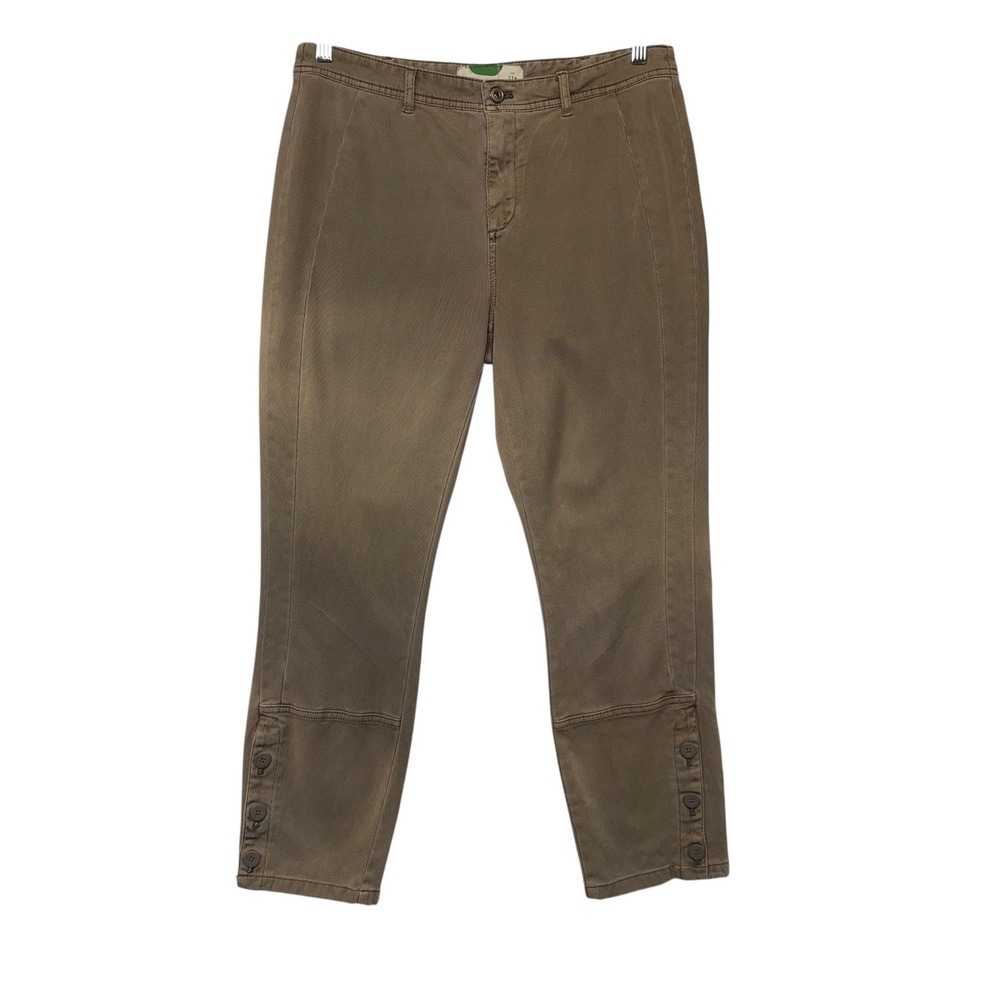Anthropologie Pilcro Button Ankle Cropped Pants Brown Taupe Womens Size 31P